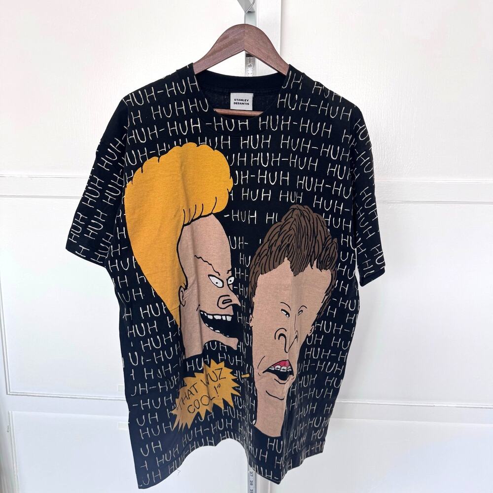 Vintage Beavis and Butt-Head Huh-Huh Allover Print T-Shirt
